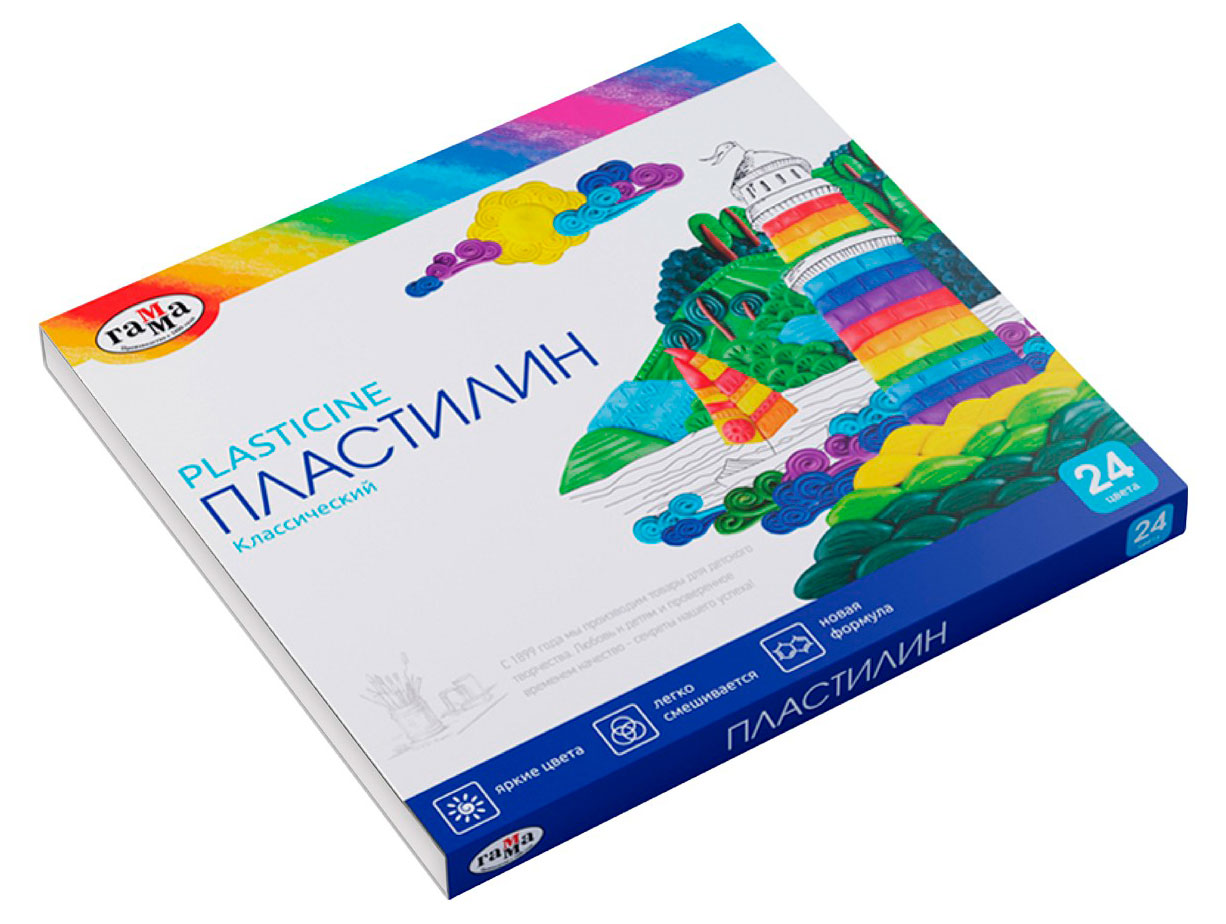 Изображение товара Пластилин Гамма Классическая со стеком 24 цвета 480 г для детей