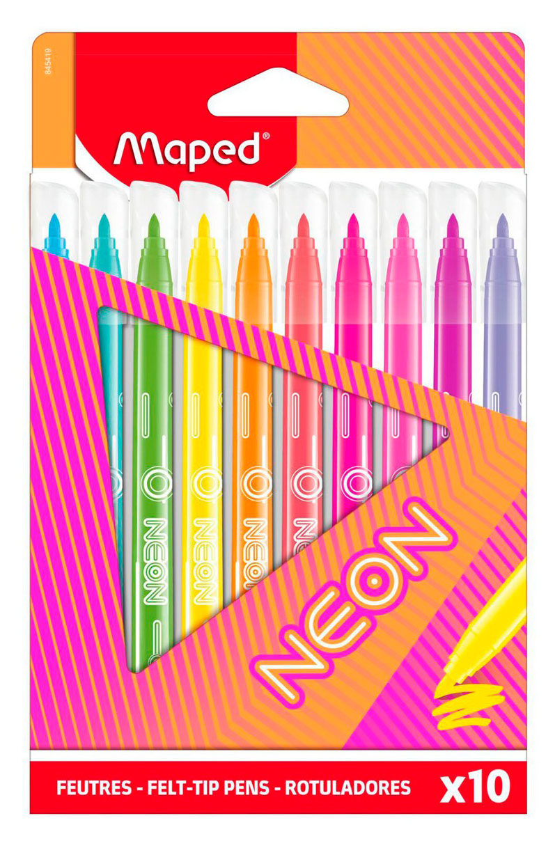 Изображение товара Фломастеры Maped Neon водные 10 ярких цветов для творчества