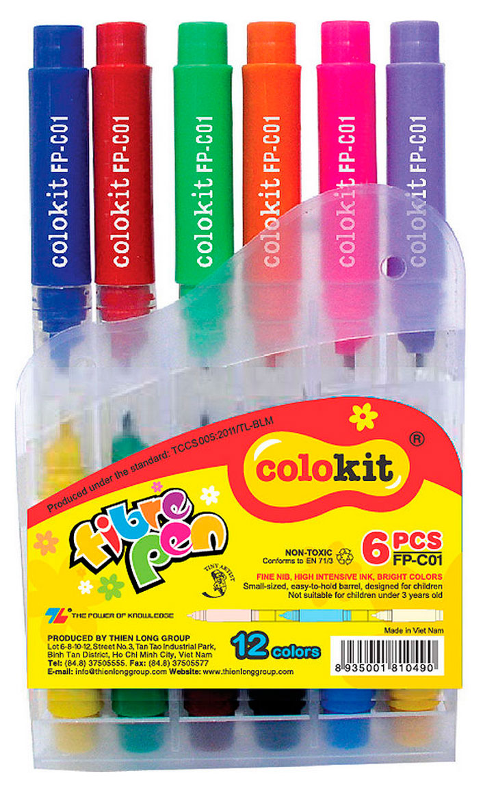 Изображение товара Фломастеры Flexoffice Colokit двусторонние 12 цветов, 6 шт