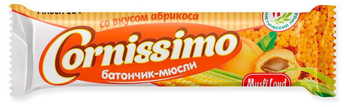 Изображение товара Батончик-мюсли Cornissimo со вкусом абрикоса Беларусь, 25 г