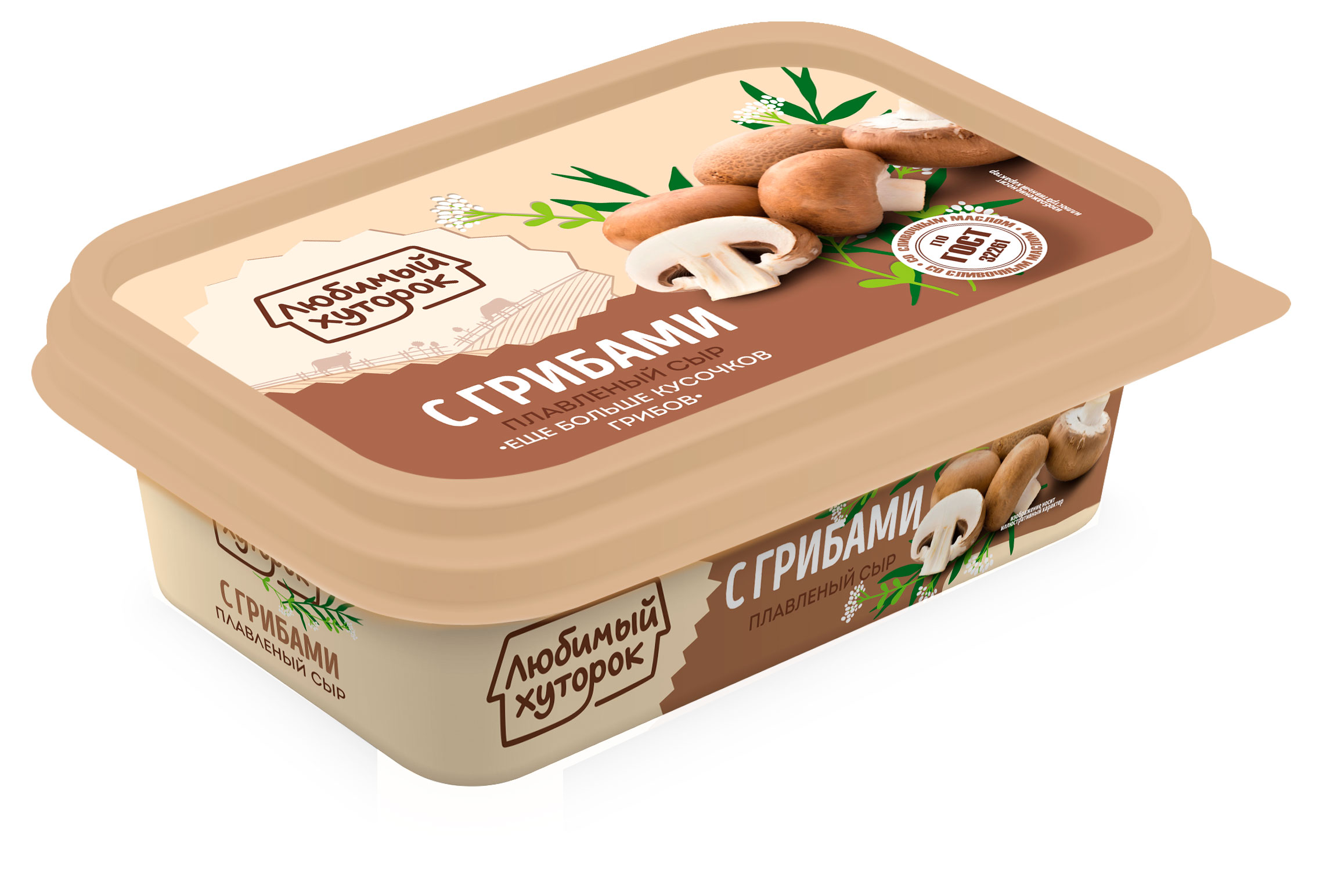 Изображение товара Плавленый сыр с грибами "Любимый хуторок" 30% ГОСТ 180 г