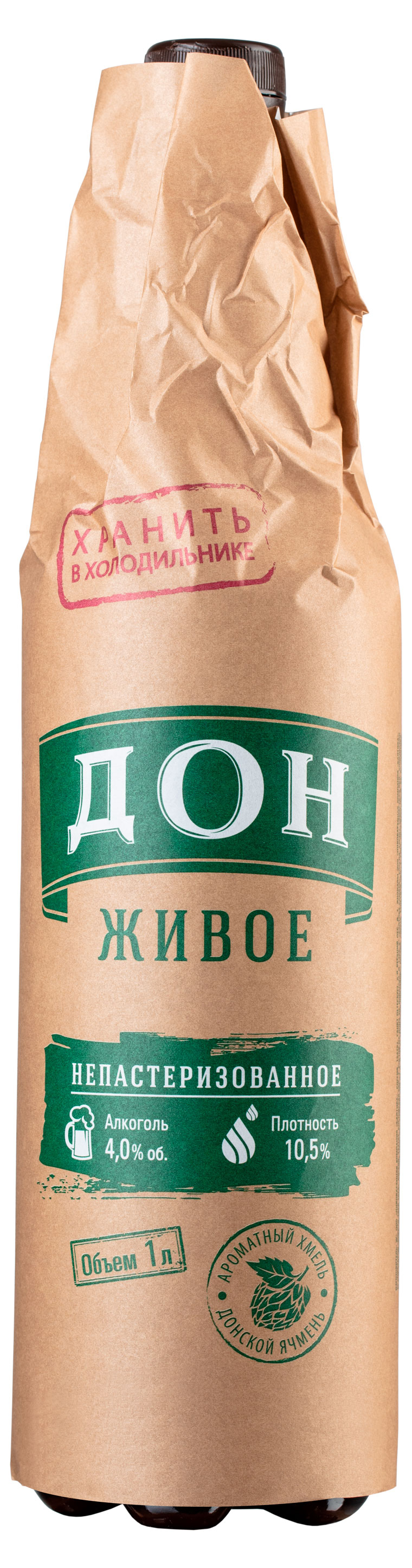 Изображение товара Пиво «Дон» Живое светлое фильтрованное 4%, 1 л