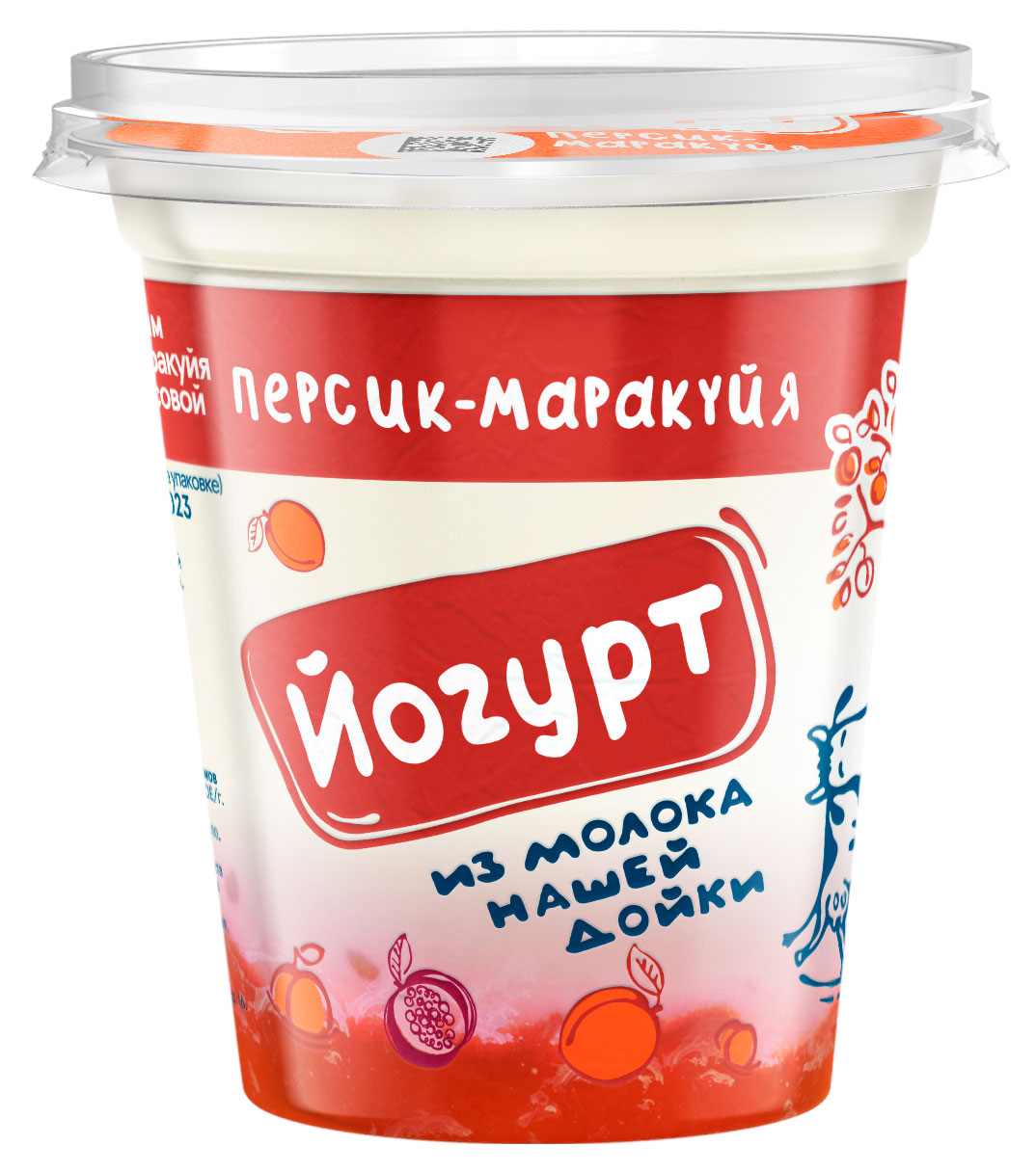 Изображение товара Йогурт «Из молока Нашей дойки» персик-маракуйя 3,2-6% БЗМЖ, 330 г