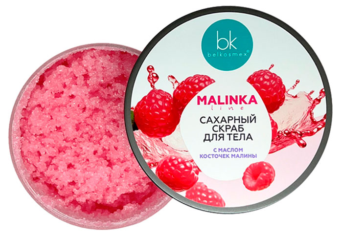 Изображение товара Скраб для тела Belkosmex Malinka line сахарный с маслом косточек малины Беларусь, 160 г