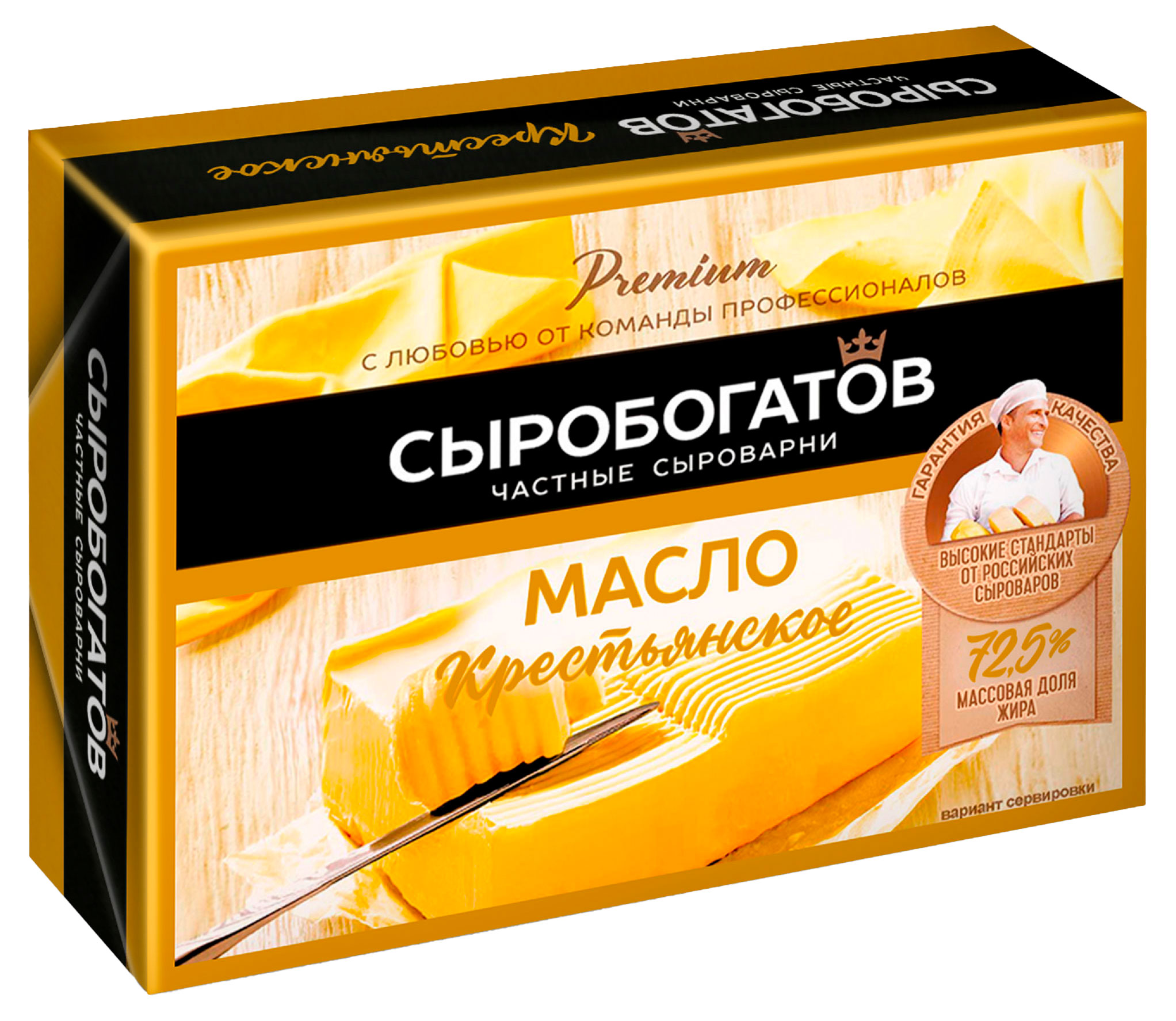 Изображение товара Масло сладко-сливочное «Сыробогатов» Крестьянское 72,5% БЗМЖ, 175 г