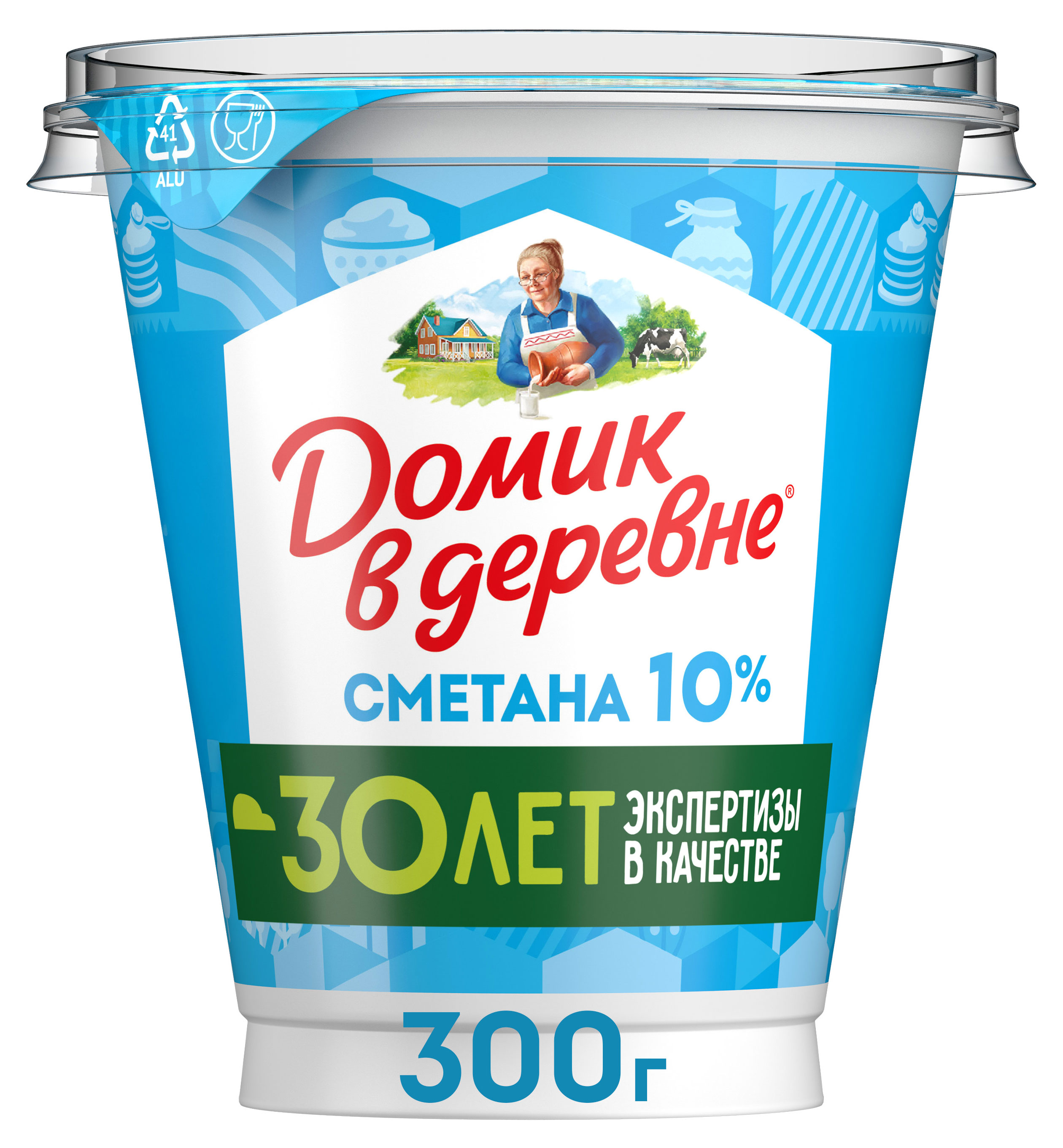 Изображение товара Сметана Домик в деревне 10% 0. 3 кг - натуральный продукт