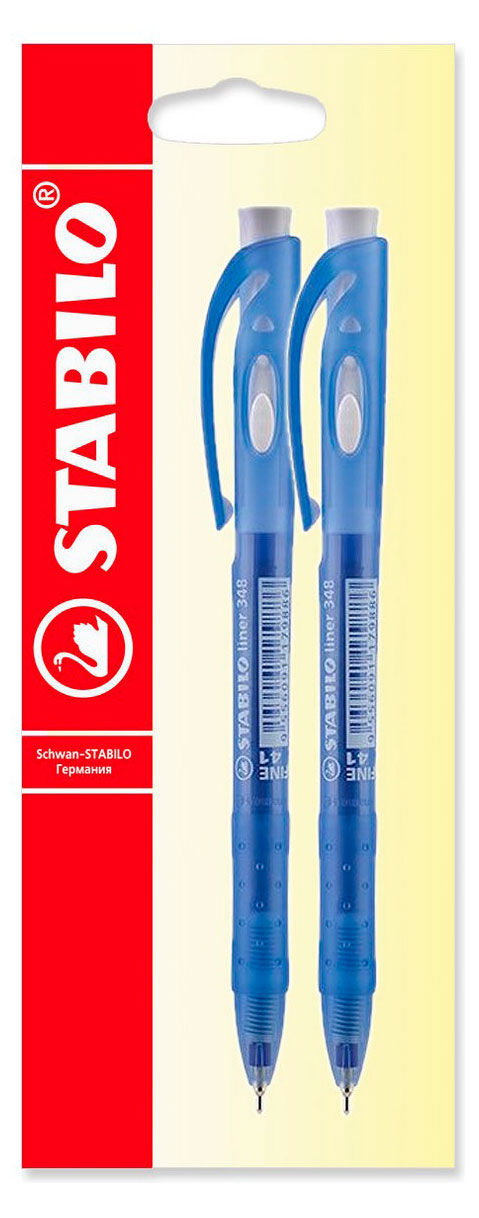 Изображение товара Шариковые ручки Stabilo Liner 808 синие 2 шт - надежные и удобные для письма