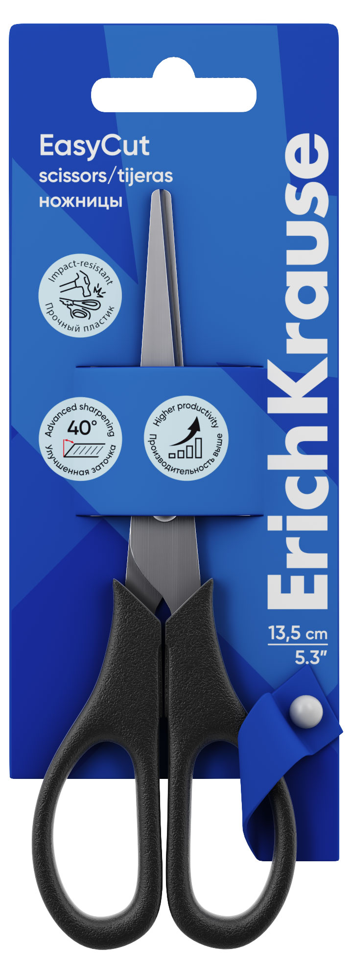 Изображение товара Ножницы ErichKrause Standard, 13,5 см , 1 шт в ассортименте