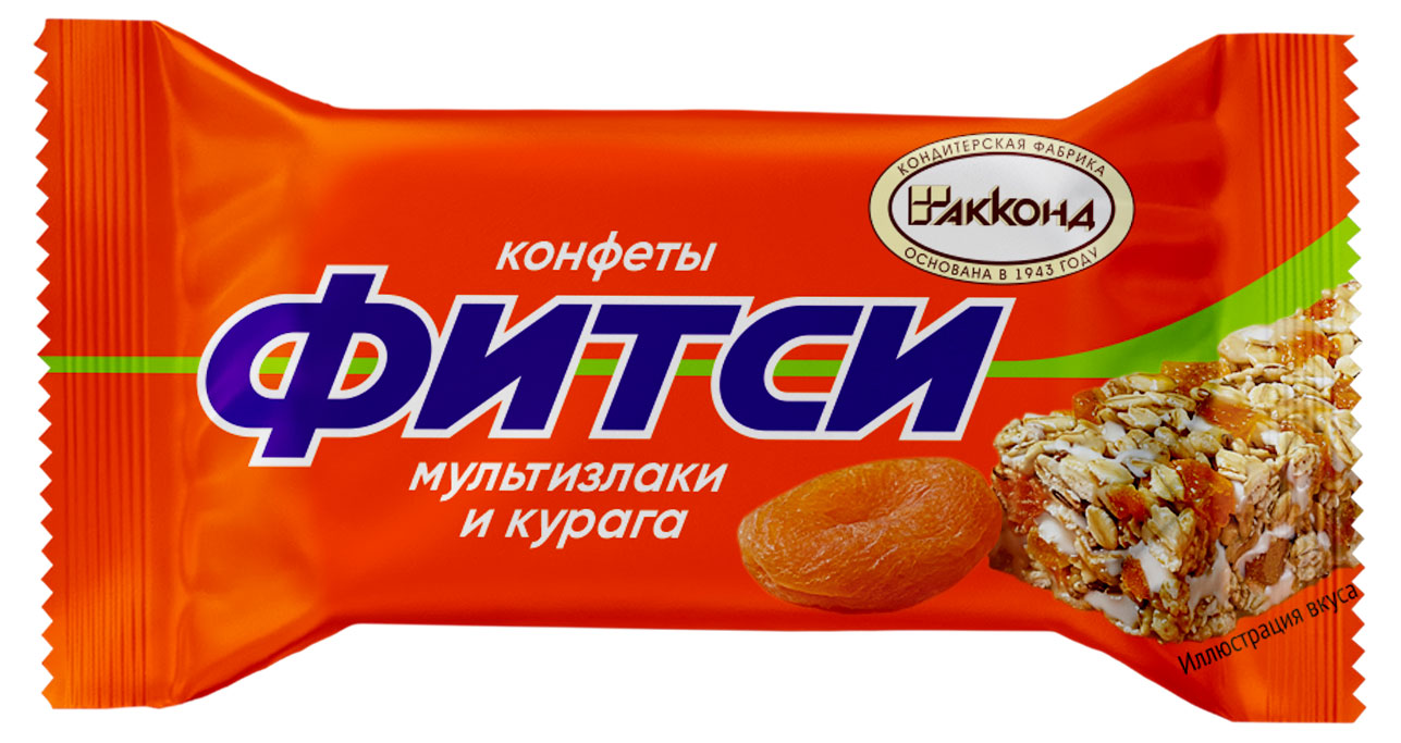 Изображение товара Зерновые конфеты АККОНД Фитси с курагой и яблочным пюре, 1 кг