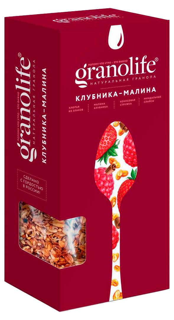 Изображение товара Мюсли-гранола Granolife клубника-малина, 400 г