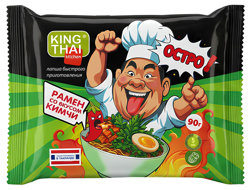 Изображение товара Лапша быстрого приготовления Kingthai Kitchen Рамен со вкусом кимчи, 90 г