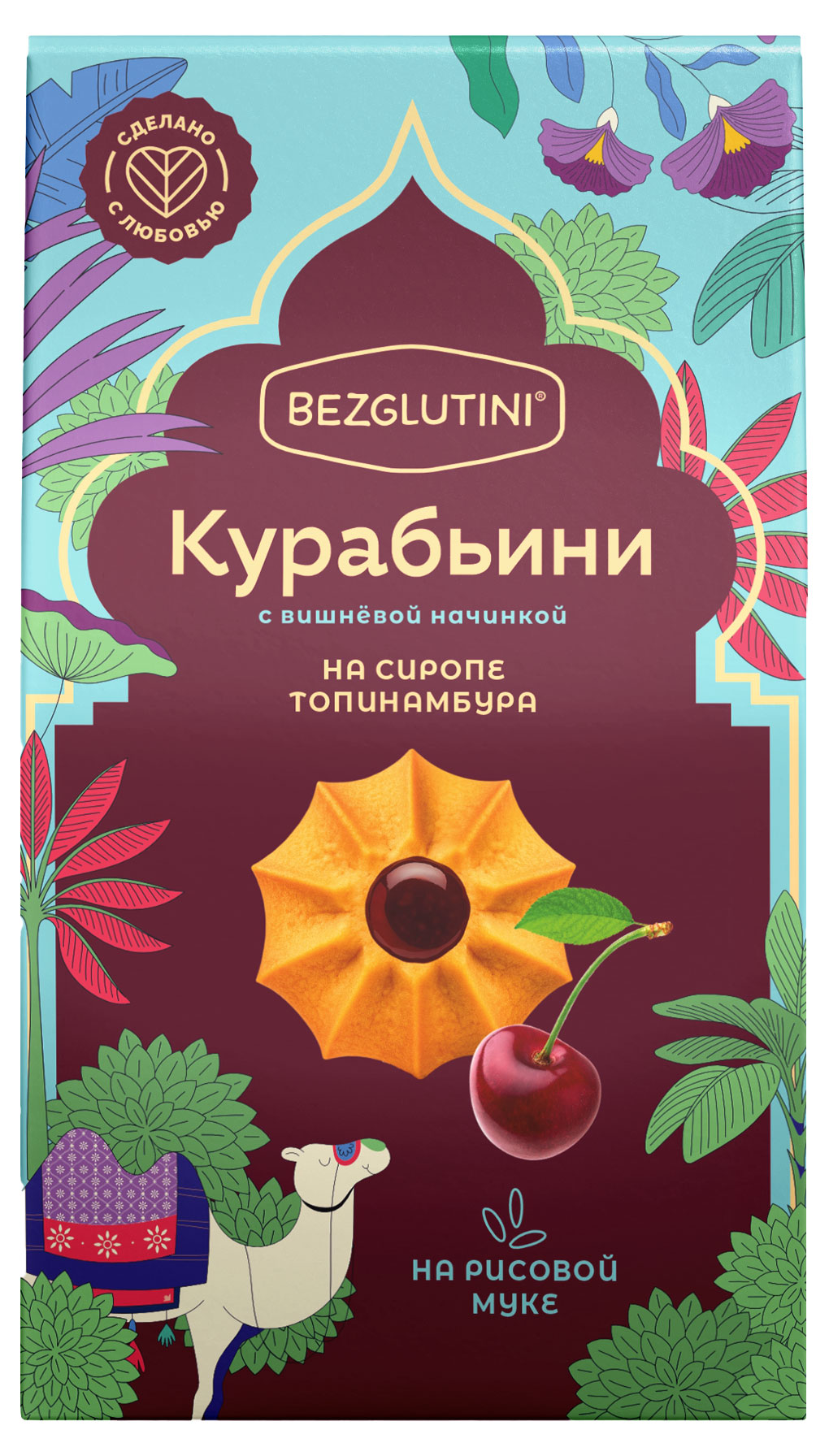 Изображение товара Печенье сдобное Bezglutini Курабьини с вишневой начинкой на сиропе томинамбура, 85 г