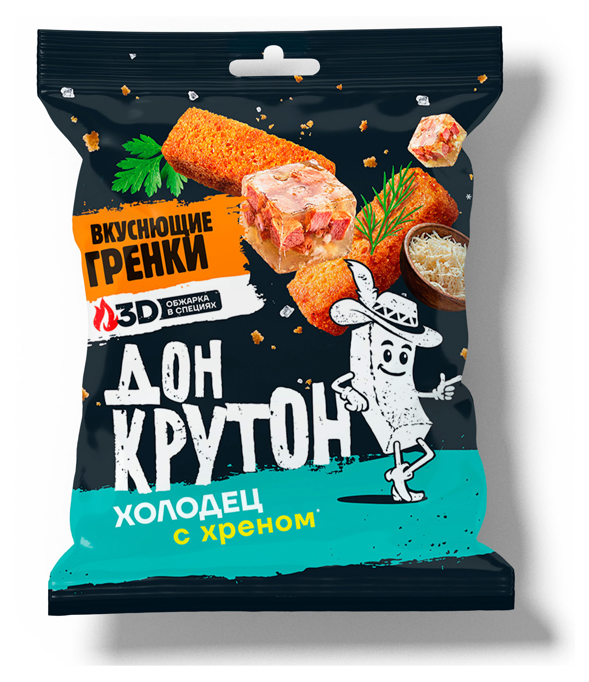 Изображение товара Гренки ржано-пшеничные «Дон Крутон» Холодец с хреном, 55 г