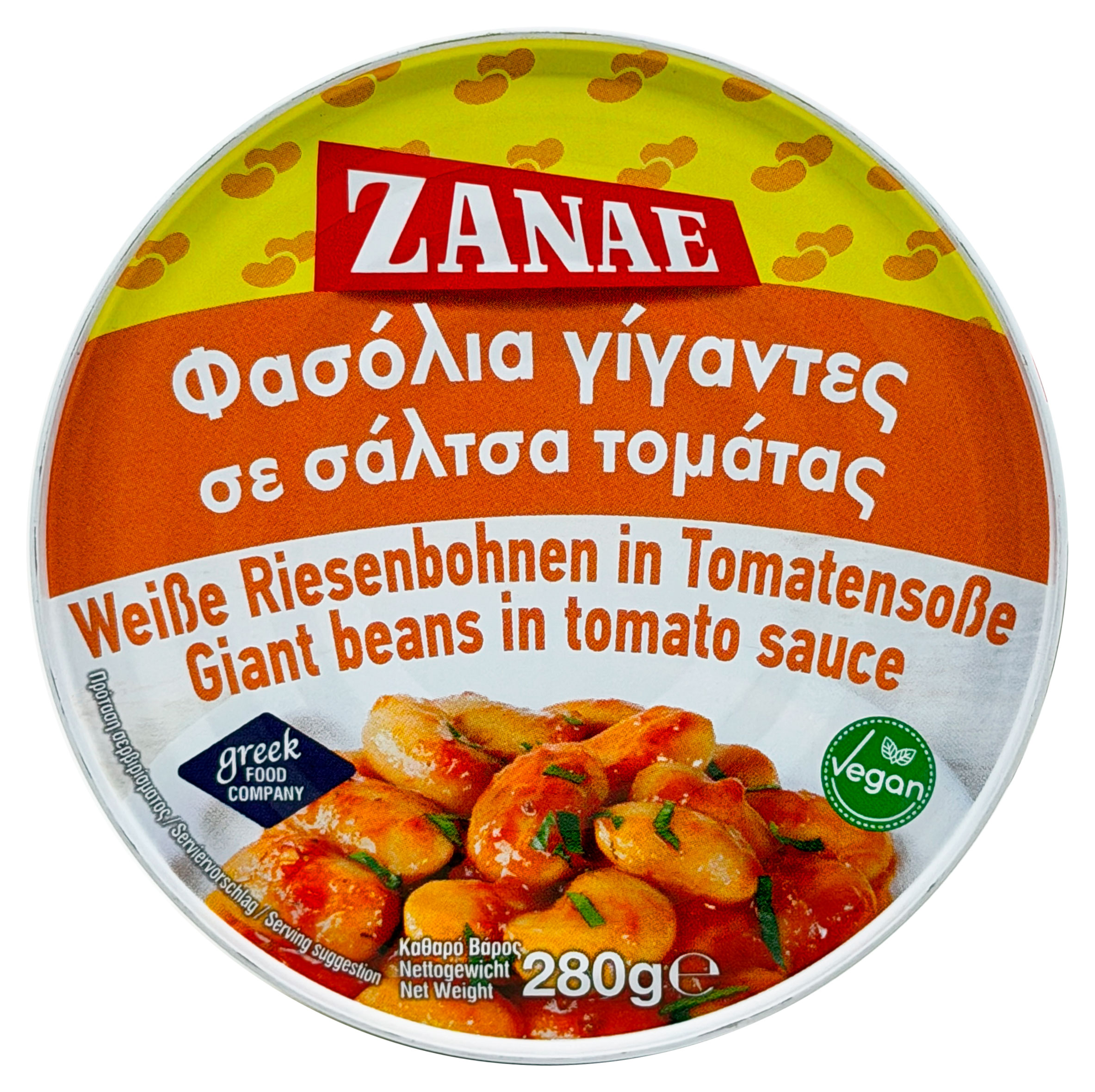 Изображение товара Фасоль гигантская Zanae печеная в томатном соусе Греция, 280 г