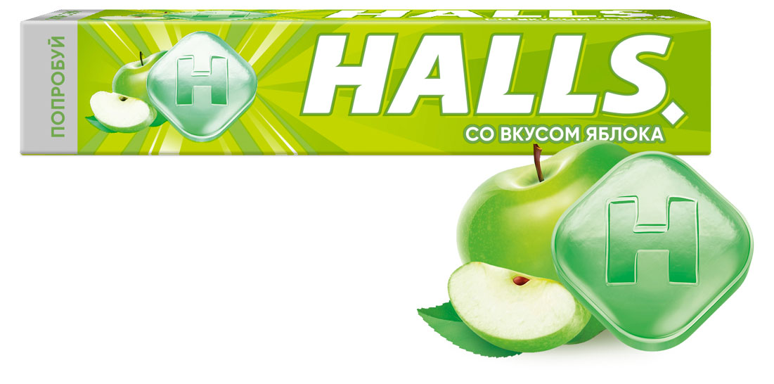Изображение товара Карамель леденцовая Halls со вкусом яблока, 25 г