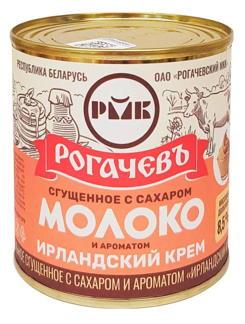 Изображение товара Молоко сгущенное цельное «Рогачевъ» Ирландский крем с сахаром 8,5% Беларусь, 380 г