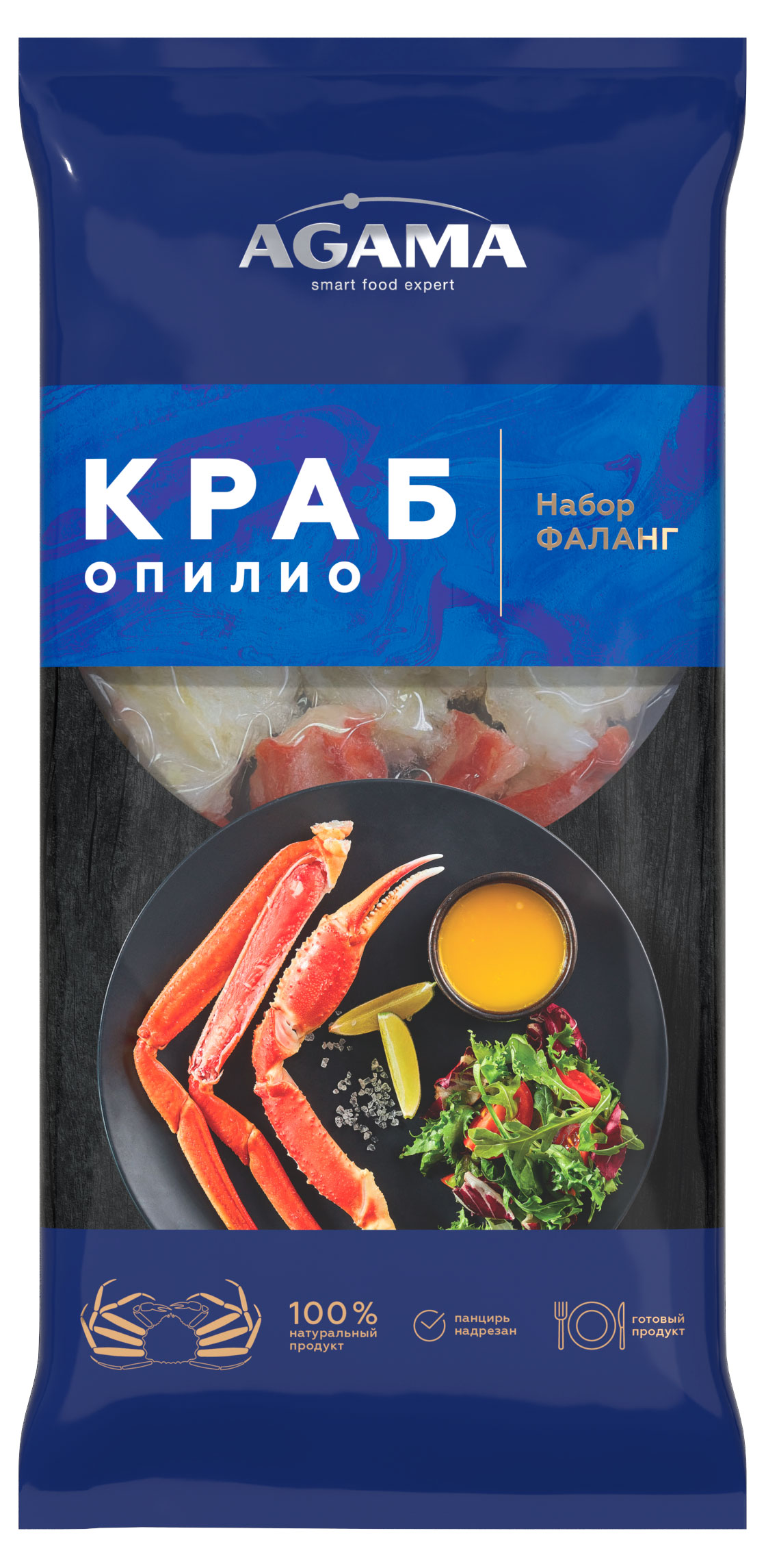 Изображение товара Краб Опилио Agama фаланг варено-мороженых 400 г изысканный деликатес