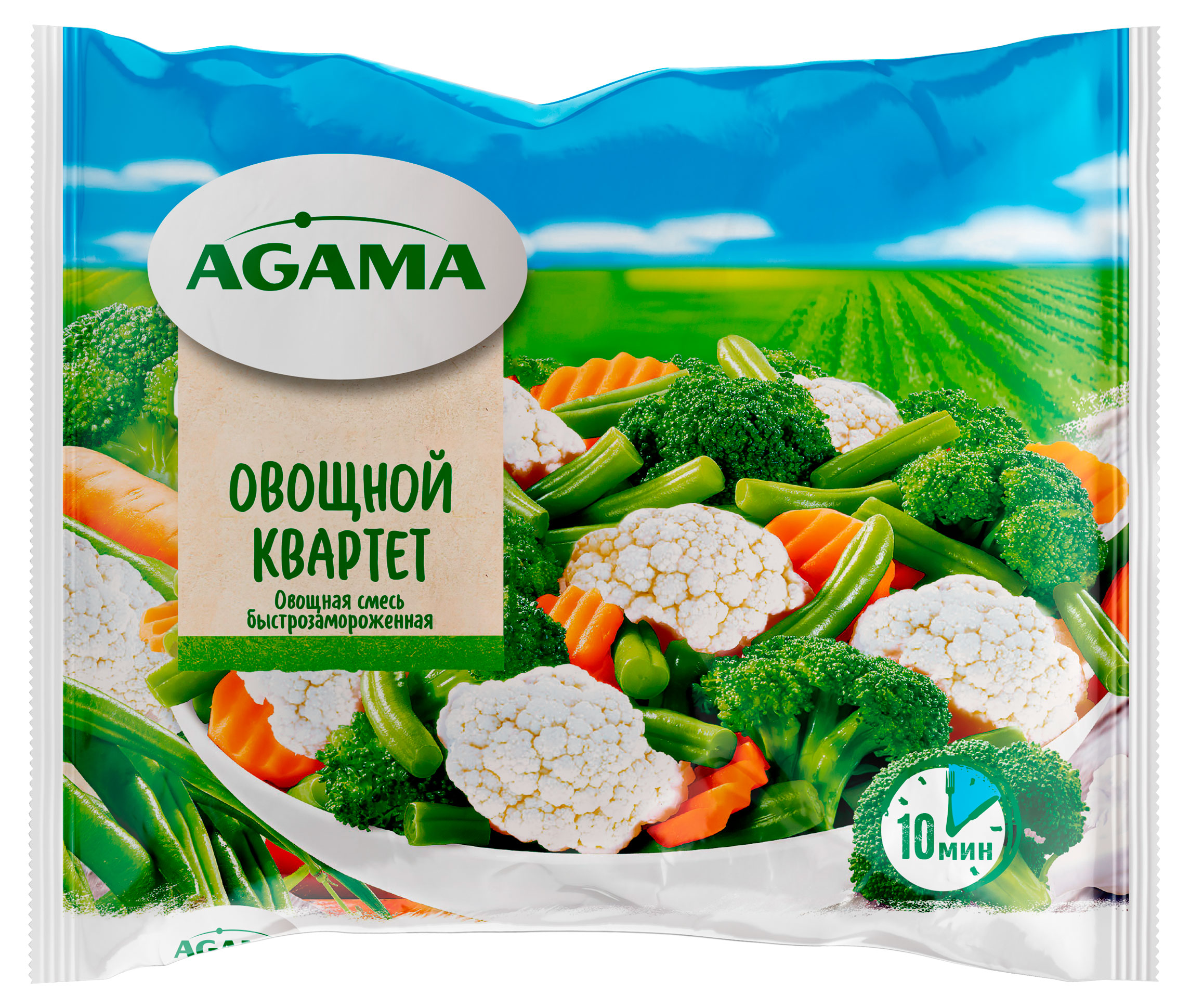 Изображение товара Смесь овощная Agama Овощной квартет замороженная, 400 г