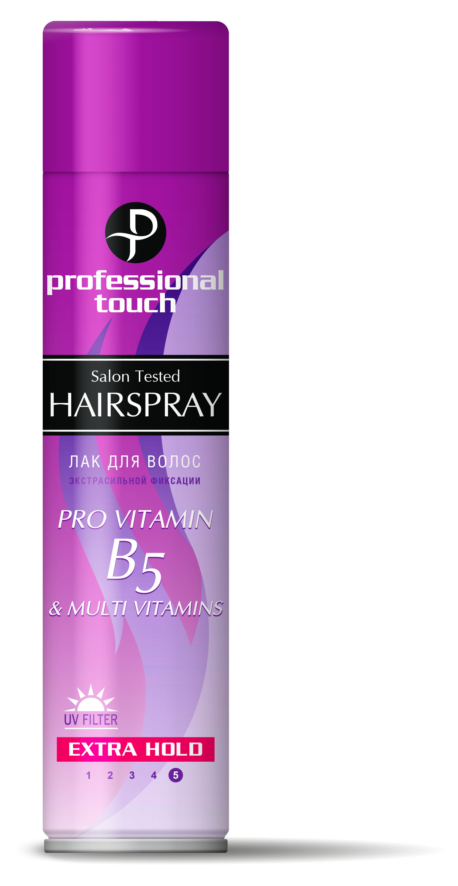 Изображение товара Лак для волос Professional Touch Pro vitamin B5 & Multi Vitamins экстрасильная фиксация, 265 мл