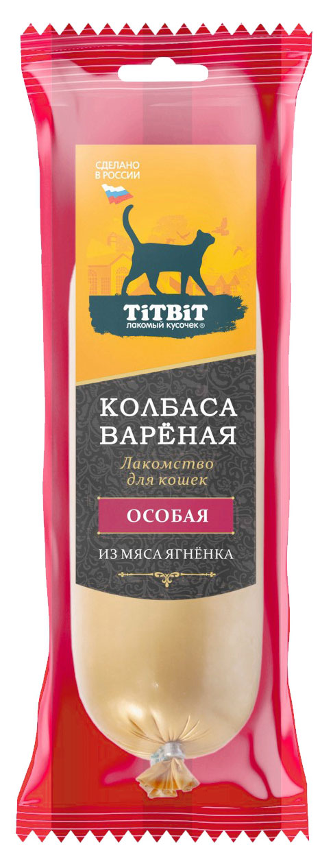 Изображение товара Лакомство для кошек TiTBiT Колбаса вареная особая из мяса ягненка, 100 г