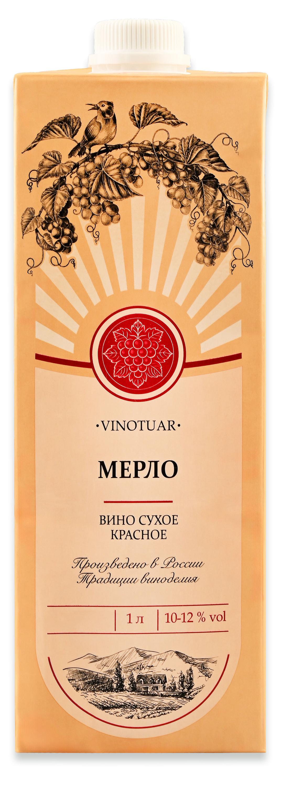 Изображение товара Вино Vinotuar Мерло красное сухое Россия, 1 л
