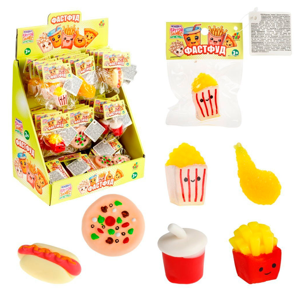 Изображение товара Игрушка-антистресс 1TOY Крутой замес Жмяка фастфуд, 1 шт в ассортименте