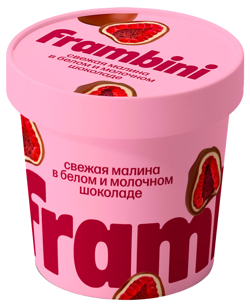 Изображение товара Конфеты-ягоды Малина в белом и молочном шоколаде Frambini, замороженная, 130 г