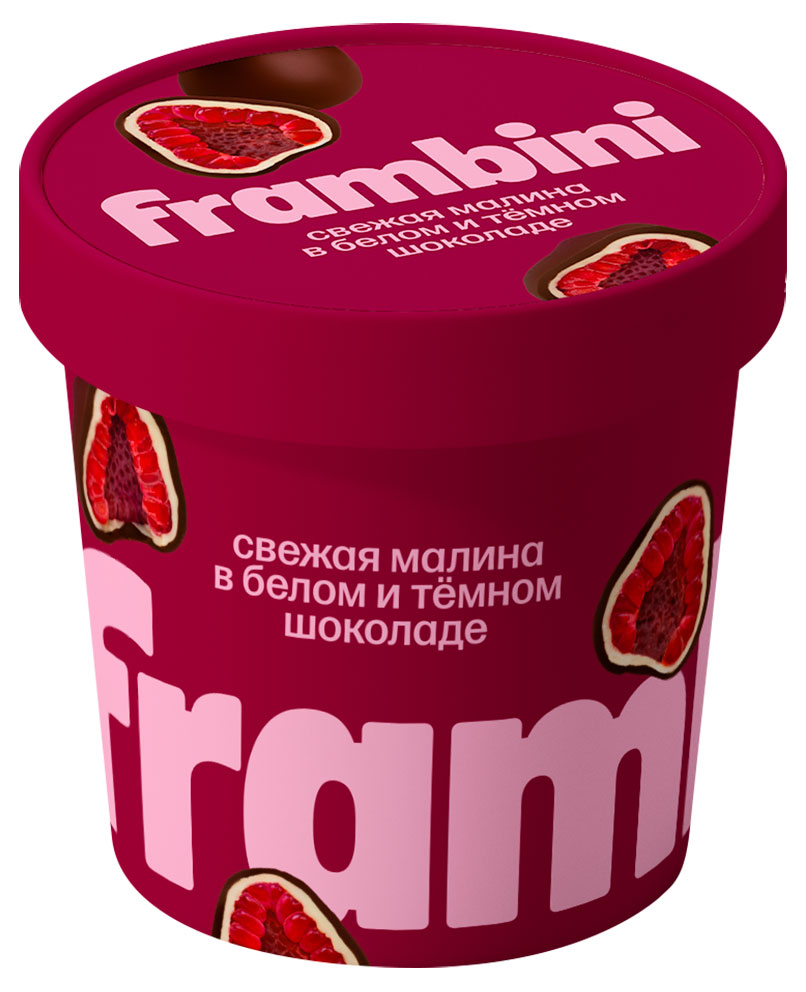 Изображение товара Конфеты-ягоды Малина в белом и темном шоколаде Frambini замороженная, 130 г