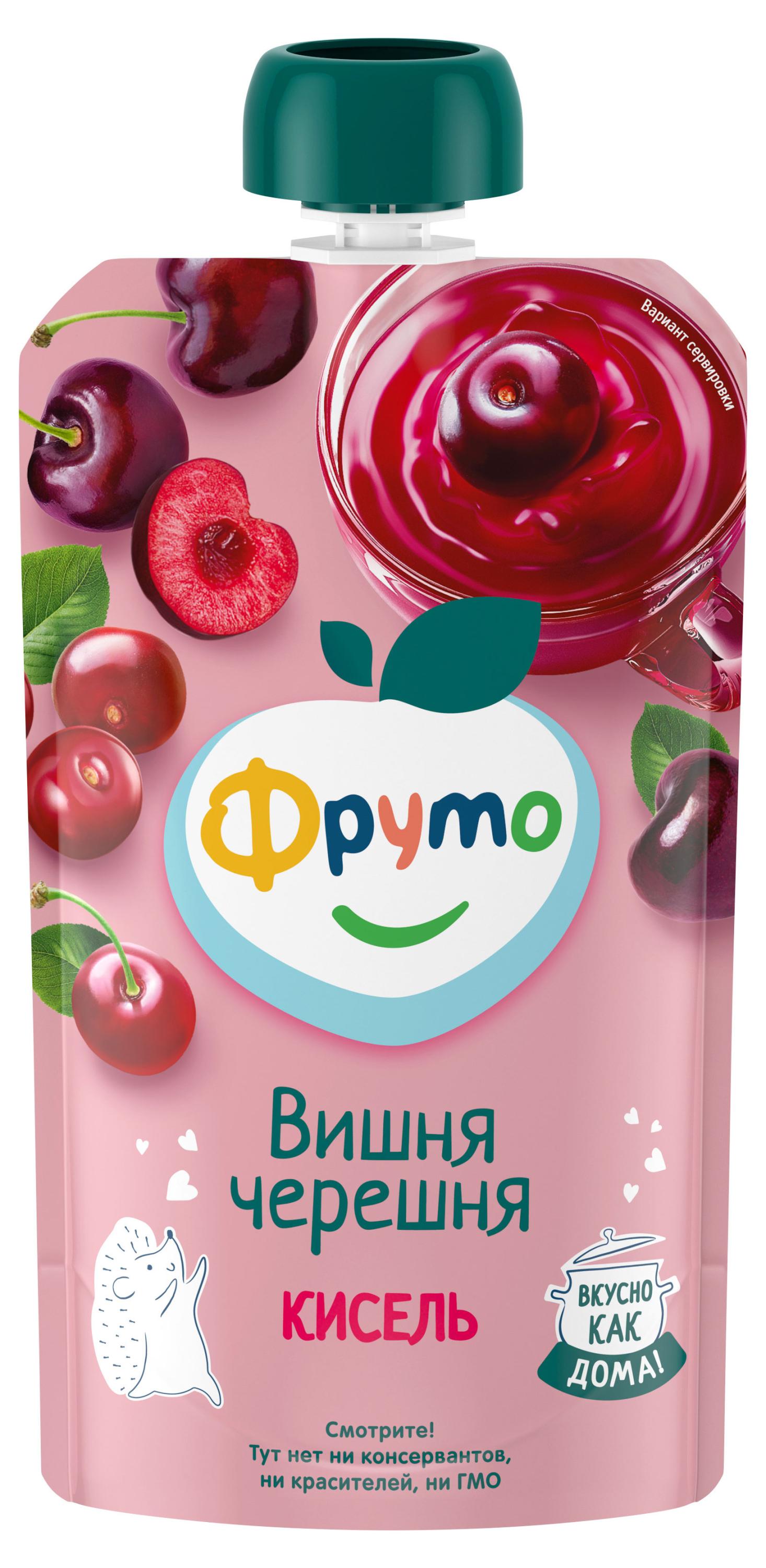Изображение товара Детский фруктовый кисель ФрутоНяня вишня черешня 130 мл