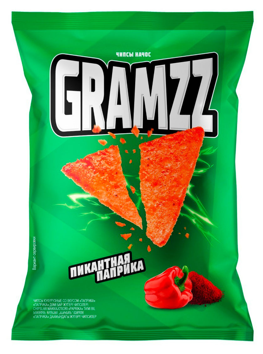 Изображение товара Чипсы кукурузные Gramzz со вкусом пикантной паприки, 55 г