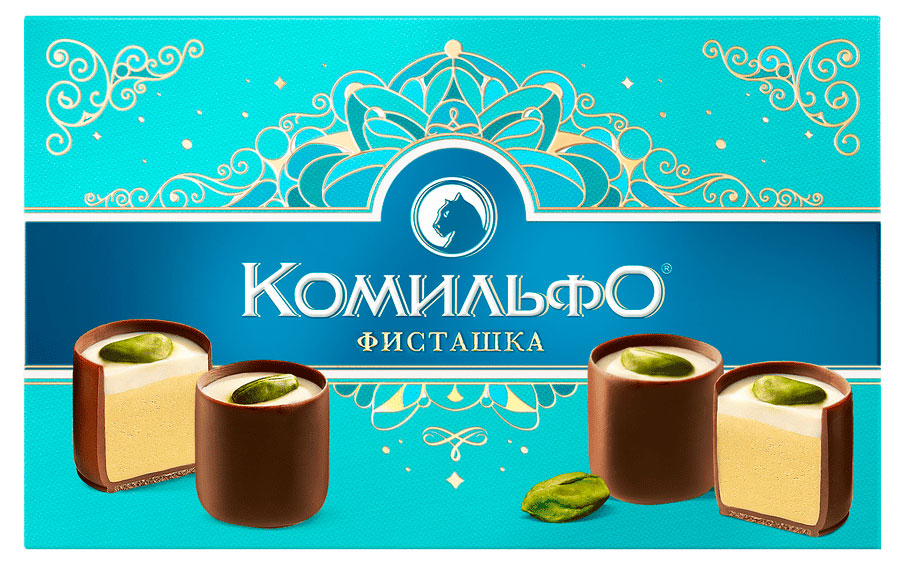 Изображение товара Конфеты «Комильфо» шоколадные с двухслойной начинкой со вкусом фисташки, 116 г