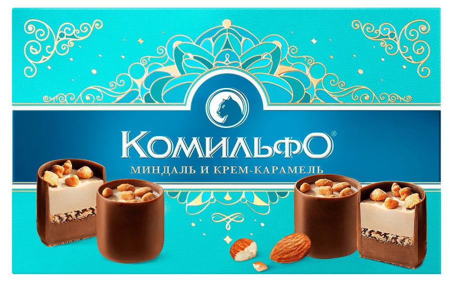 Изображение товара Конфеты «Комильфо» шоколадные с двухслойной начинкой со вкусом миндаля и карамели, 116 г