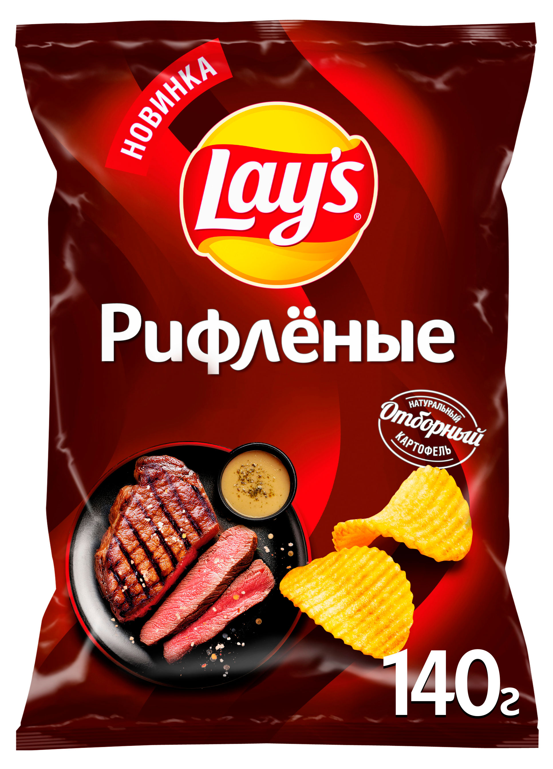 Изображение товара Чипсы картофельные Lay's Рибай с перечным соусом, 140 г