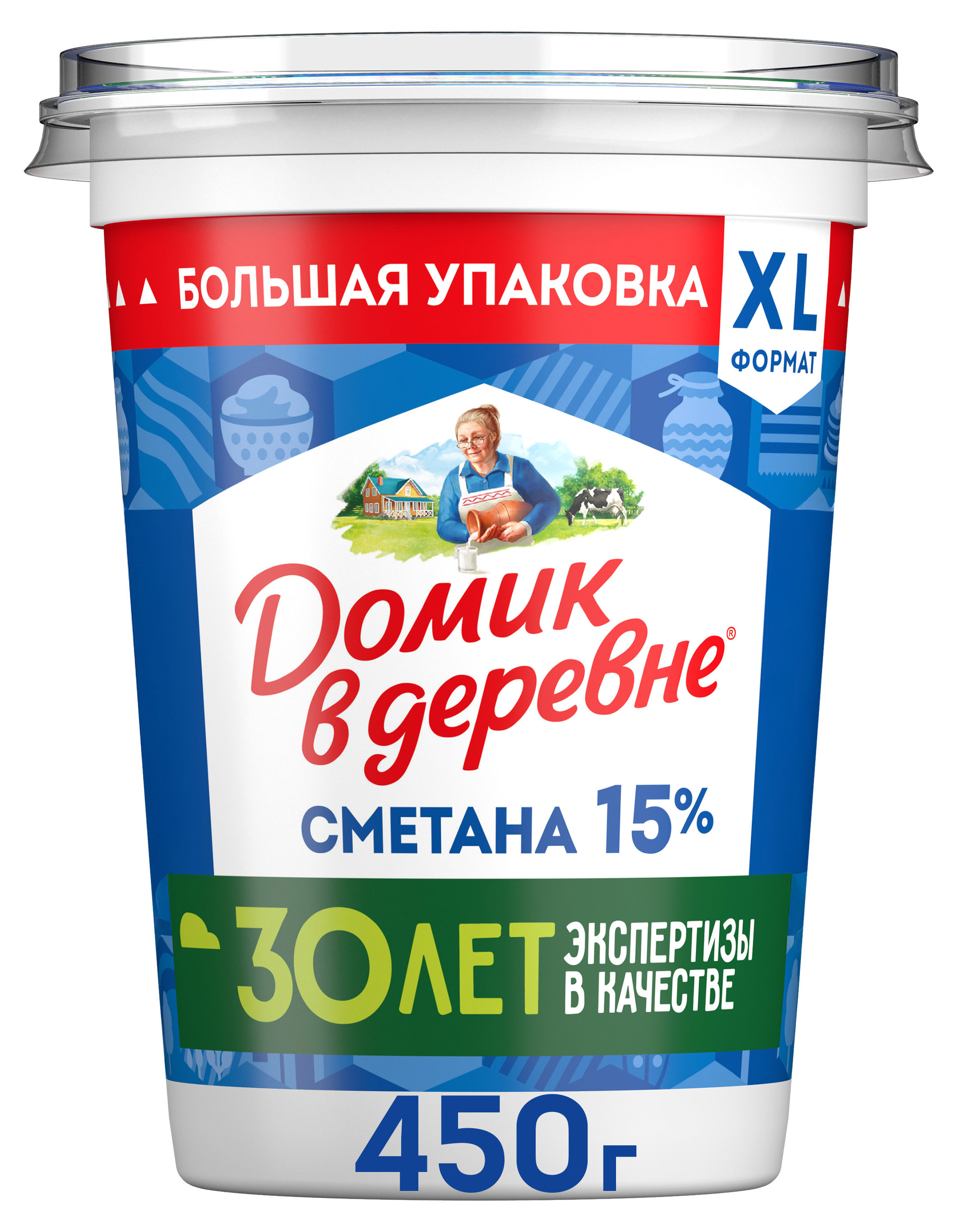 Изображение товара Сметана «Домик в деревне» 15% БЗМЖ, 450 г