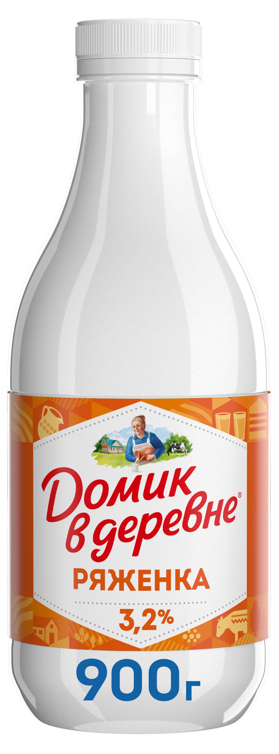 Изображение товара Напиток кисломолочный Ряженка «Домик в деревне» 3.2% БЗМЖ, 900 г
