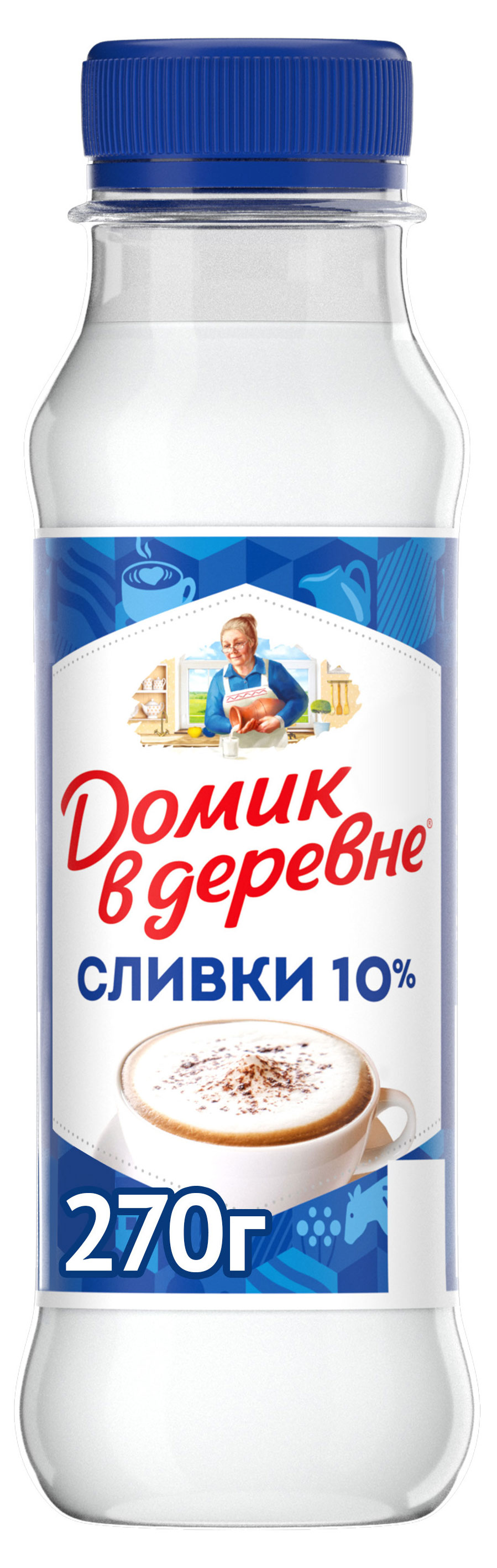 Изображение товара Сливки пастеризованные питьевые «Домик в деревне» 10% БЗМЖ, 270 г