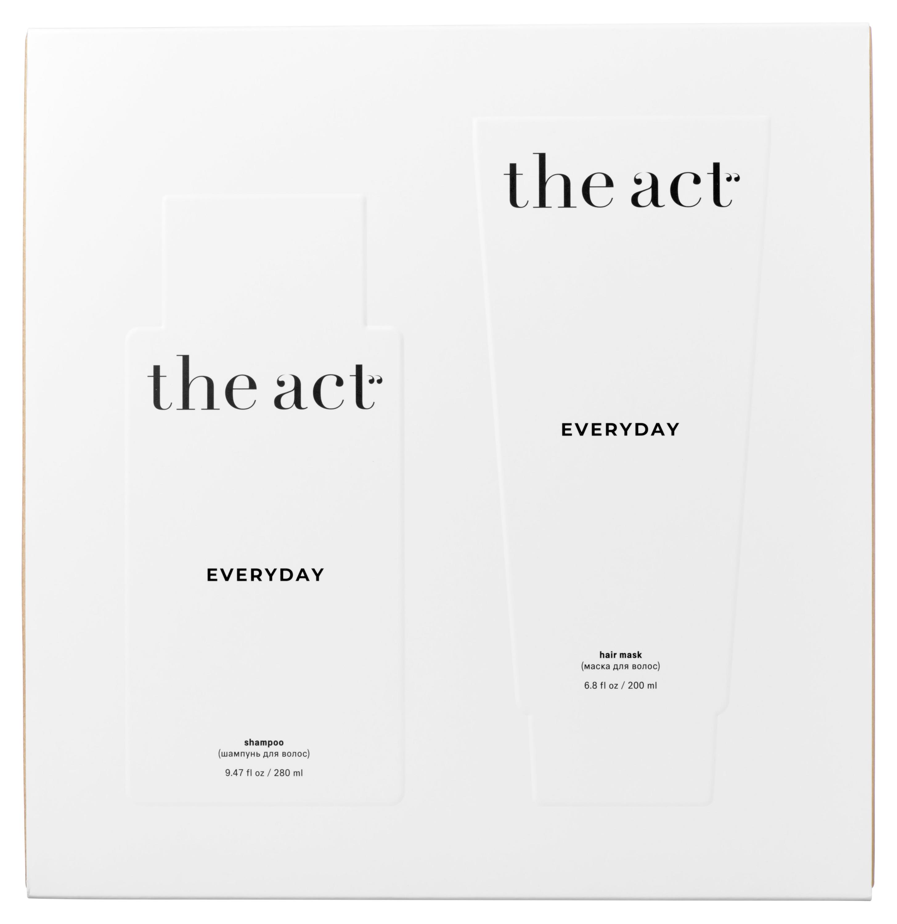 Изображение товара Набор подарочный The Act Everyday для ежедневного базового ухода за волосами, Шампунь для волос 300 мл + Маска для волос 200 мл