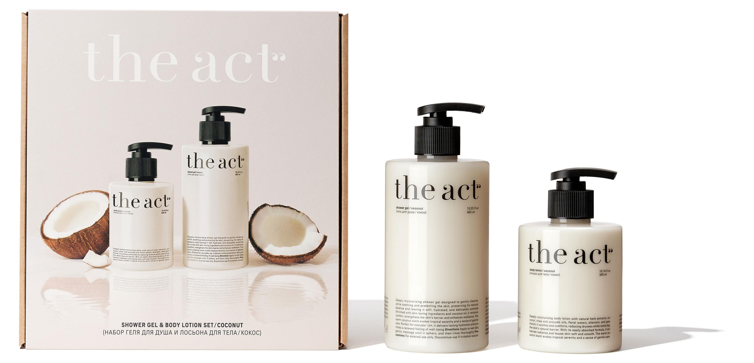 Изображение товара Набор подарочный The Act Кокос для тела, Гель для душа 460 мл + Лосьон для тела 300 мл