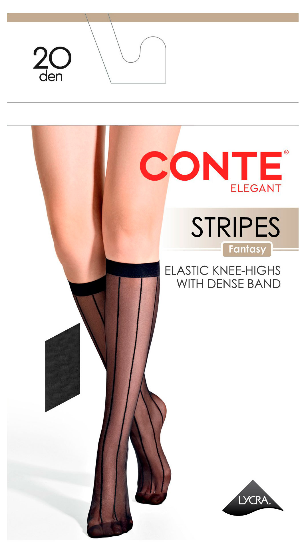 Изображение товара Гольфы женские Conte Elegant Fantasy stripes 20 den nero, р 23-25