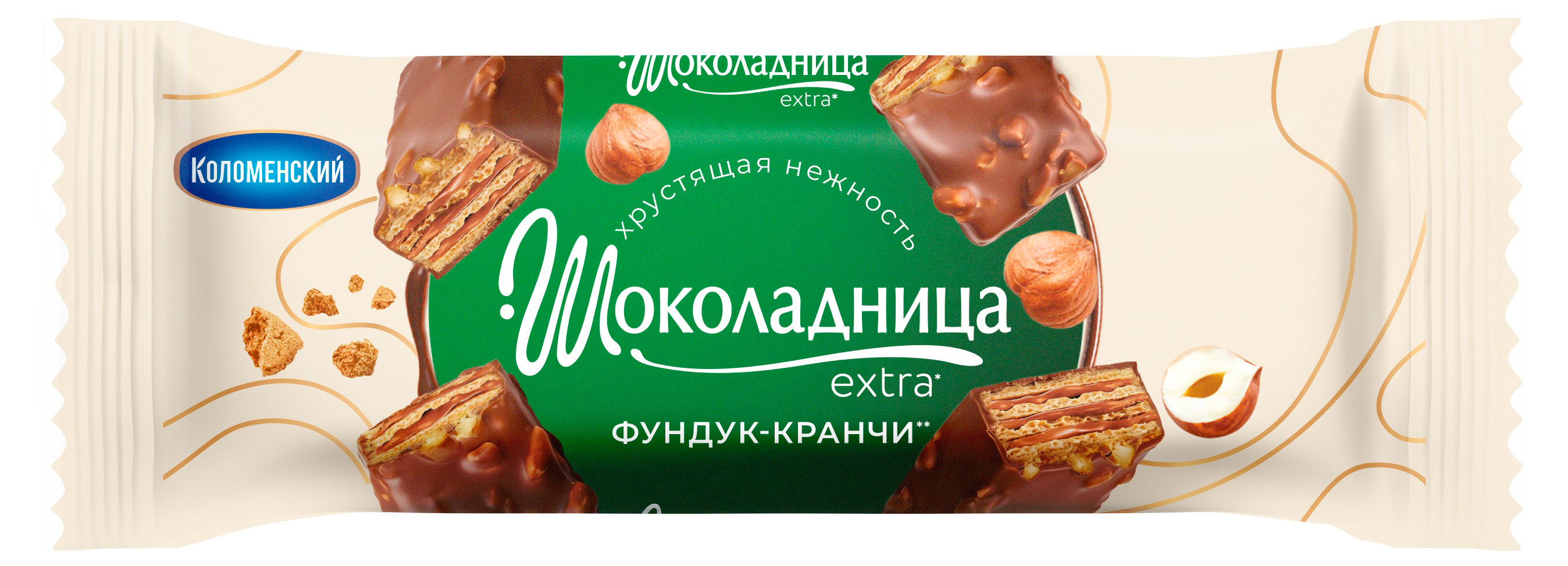 Изображение товара Десерт вафельный «Коломенский» Шоколадница Extra фундук-кранчи, 32 г