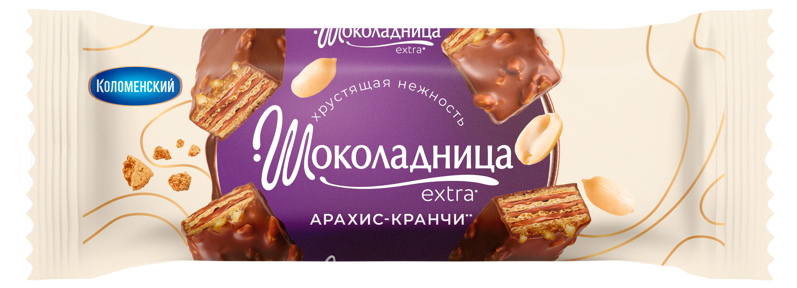 Изображение товара Десерт вафельный «Коломенский» Шоколадница Extra арахис-кранчи, 32 г