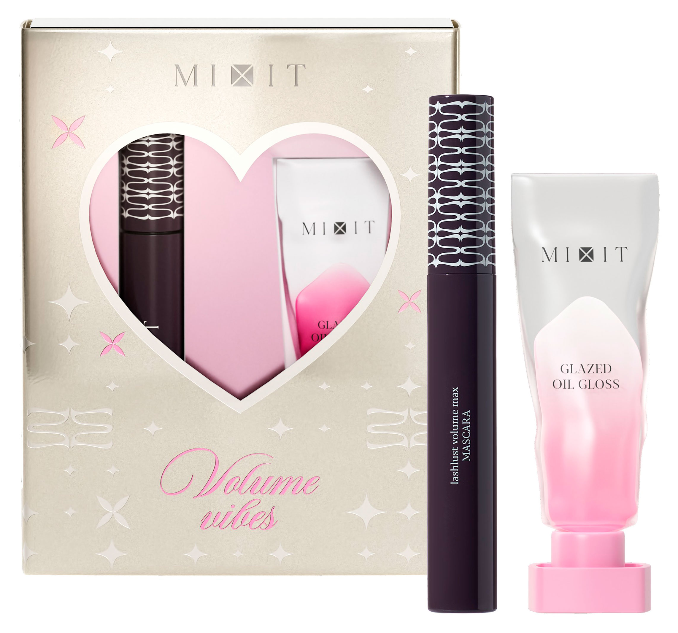 Изображение товара Набор подарочный Mixit Volume Vibes тушь для ресниц 11,4 г + масло-блеск для губ 5 мл