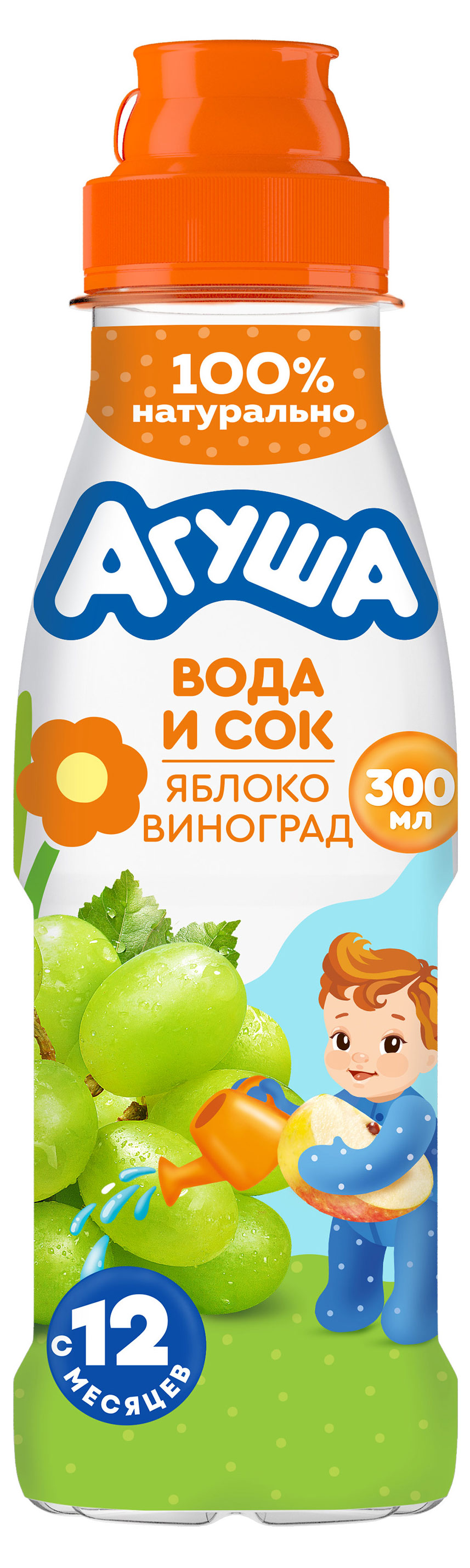 Изображение товара Напиток сокосодержащий «Агуша» яблоко и виноград с 12 мес., 300 мл