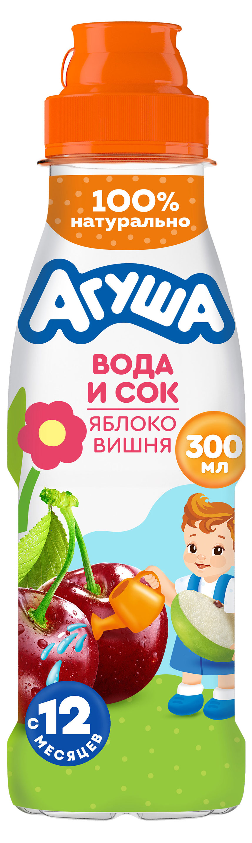 Изображение товара Напиток сокосодержащий «Агуша» яблоко и вишня с 12 мес., 300 мл