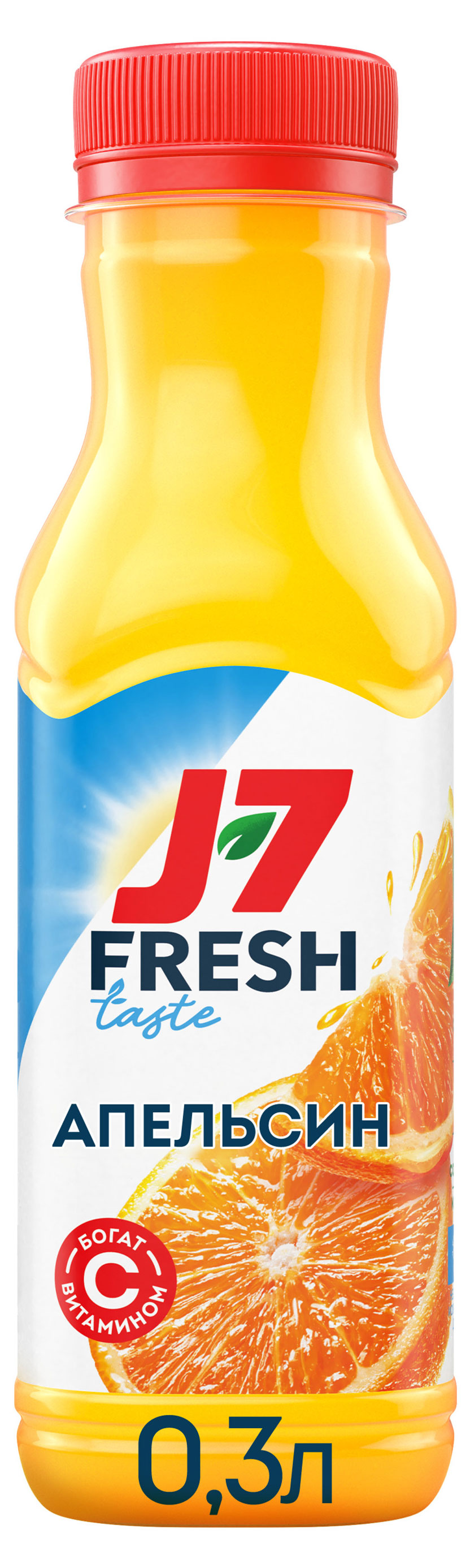 Изображение товара Сок J7 Fresh Taste Апельсин без сахара охлажденный, 0,3л