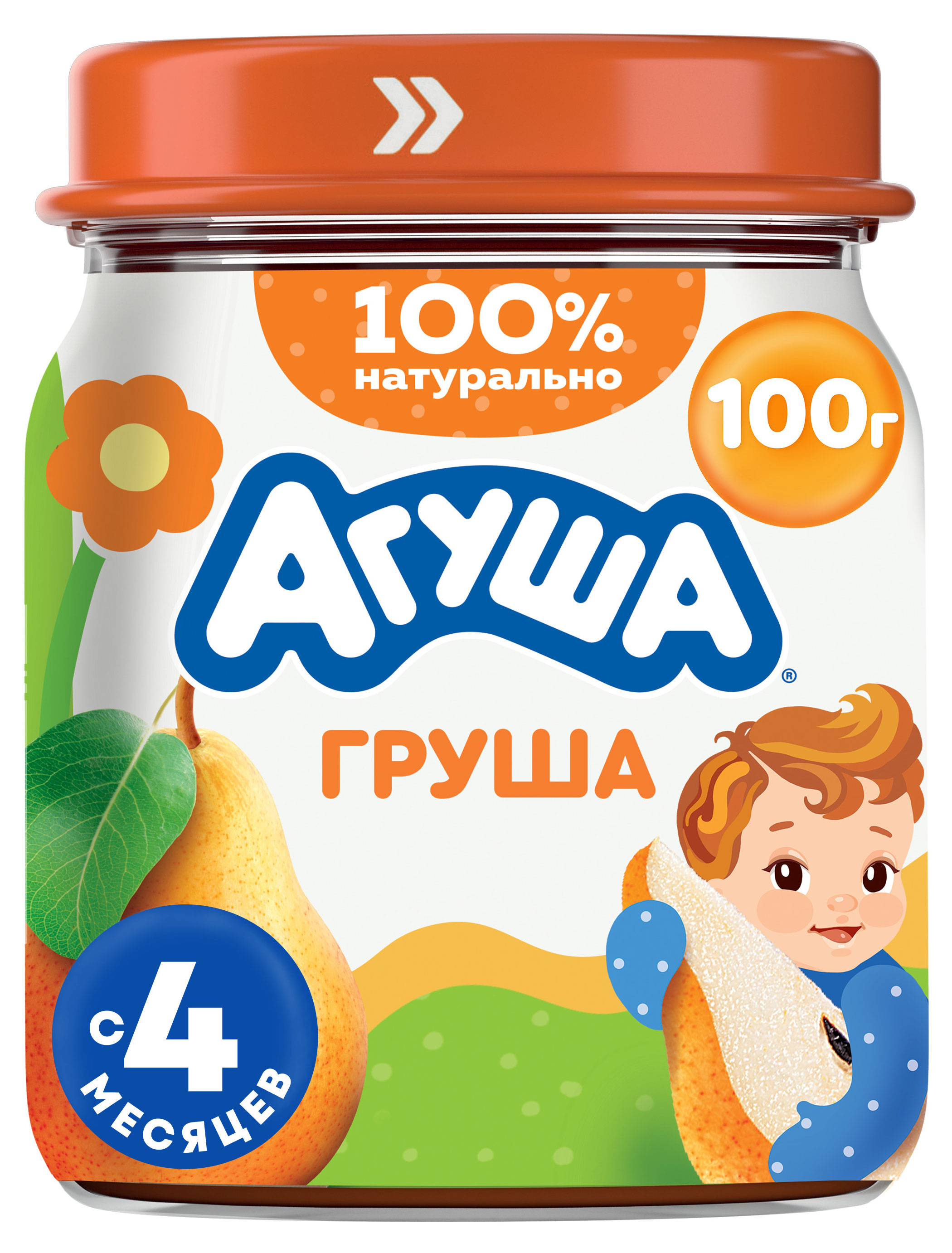 Изображение товара Детское фруктовое пюре Агуша Груша 100 г для малышей с 4 месяцев