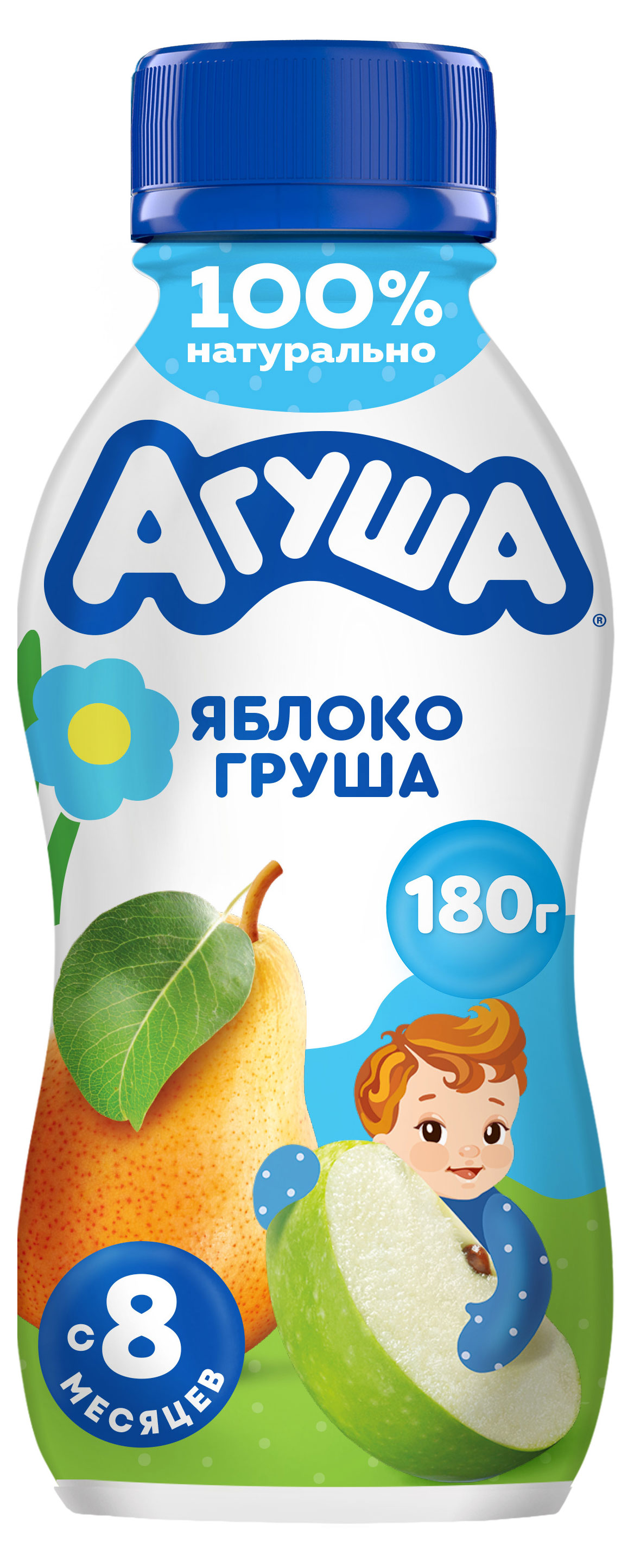Изображение товара Йогурт питьевой детский «Агуша» яблоко-груша с 8 мес 2,7% БЗМЖ, 180 г