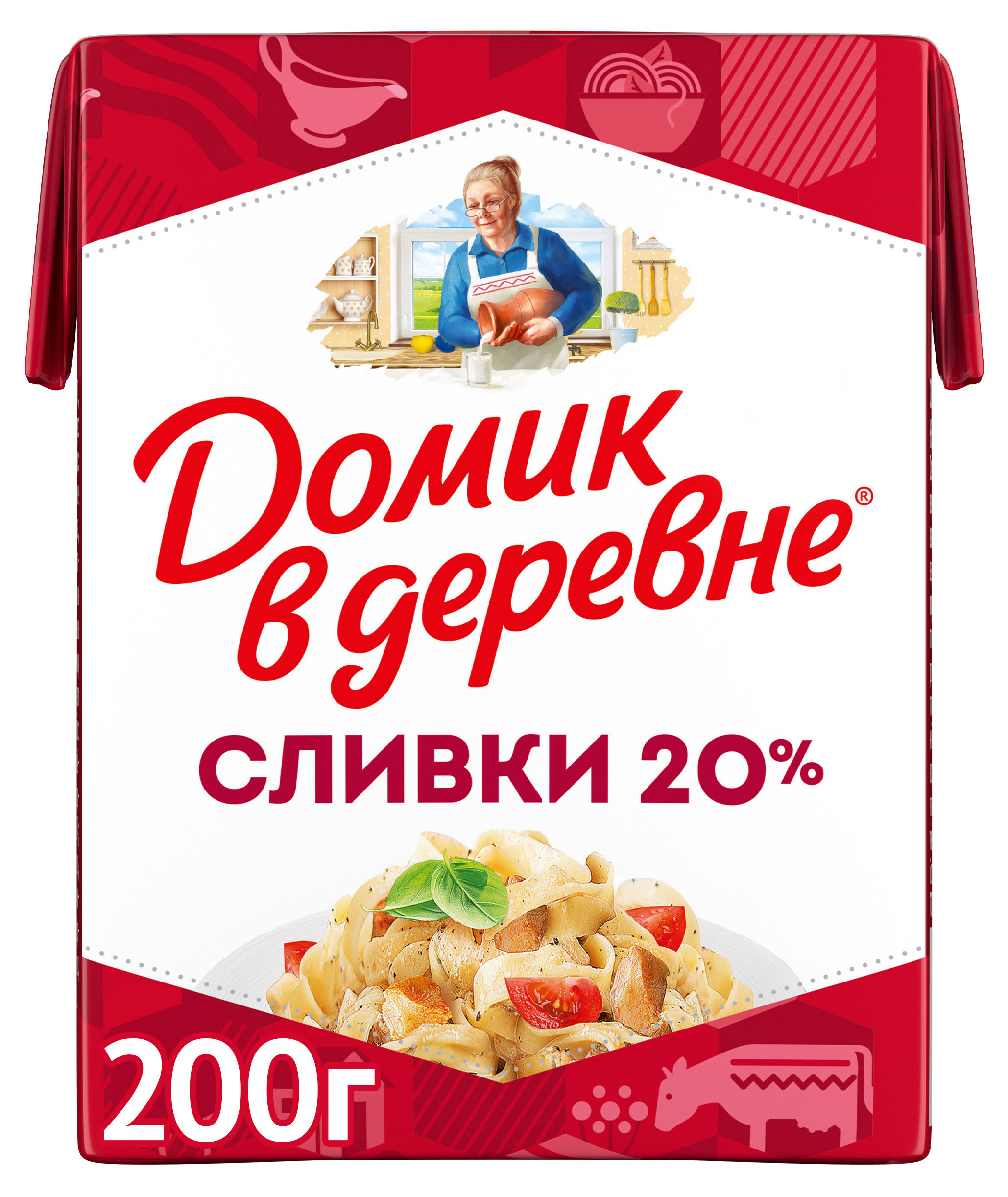 Изображение товара Сливки стерилизованные питьевые «Домик в деревне» нормализованные 20% БЗМЖ, 200 г