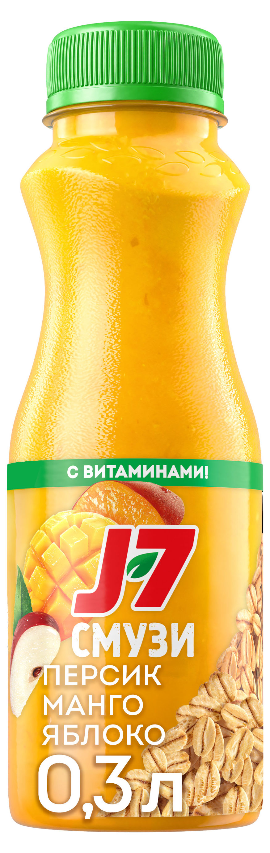 Изображение товара Продукт питьевой J7 Смузи Полезный завтрак с витаминами яблоко персик и манго без добавления сахара охлажденный, 300 мл