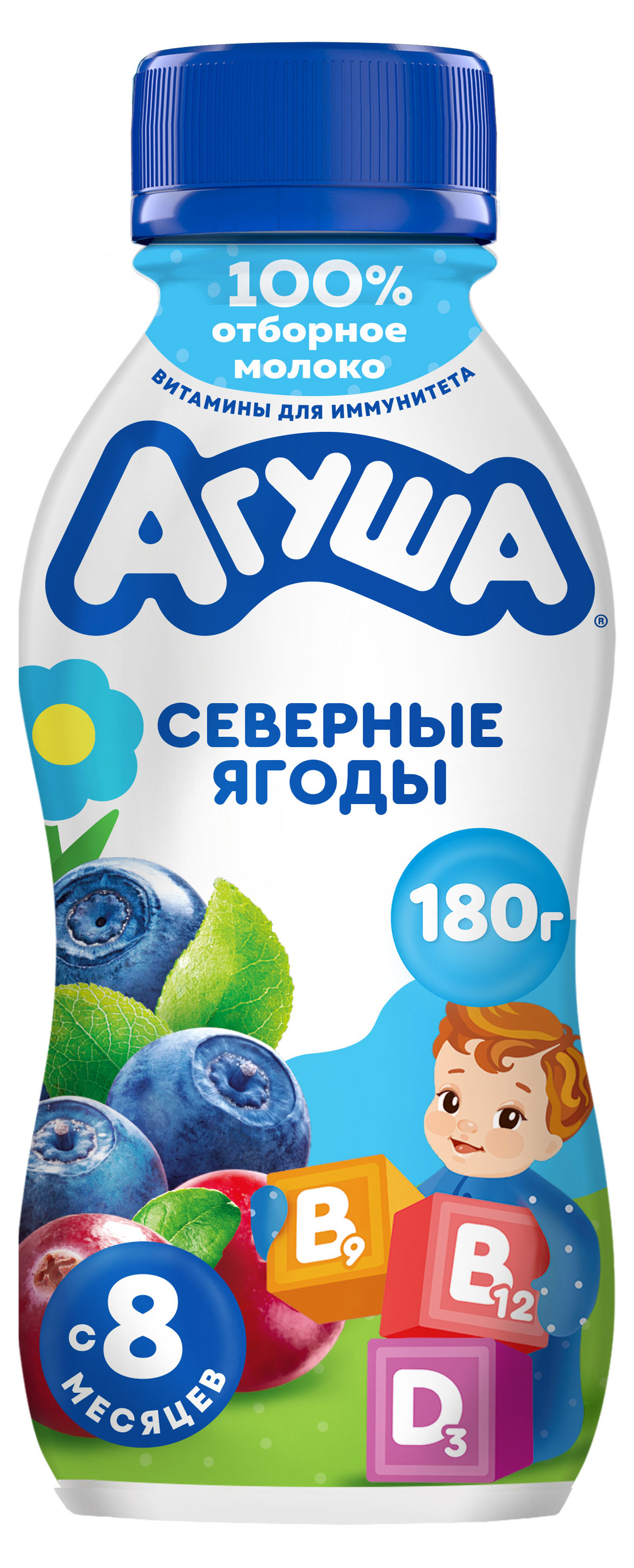 Изображение товара Йогурт питьевой детский «Агуша» Северные ягоды 2,7% с 8 мес., 180 г